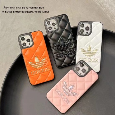 Adidas luxury Trefoil print leather soft iphone 14 pro max case sport 13 12 11 cover