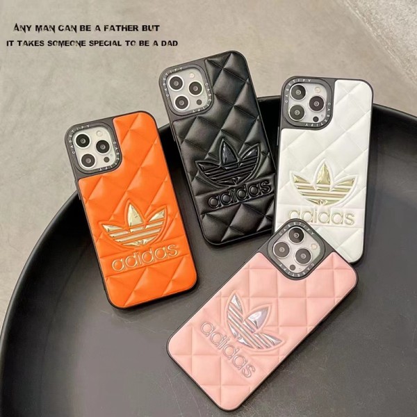 Adidas luxury Trefoil print leather soft iphone 14 pro max case sport 13 12 11 cover