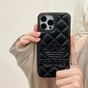 Adidas luxury Trefoil print leather soft iphone 14 pro max case sport 13 12 11 cover