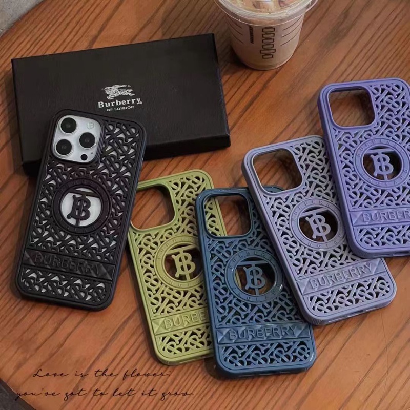 Burberry luxury monogram hollow cute case For iphone 14 Pro Max 13 12 11 cover 