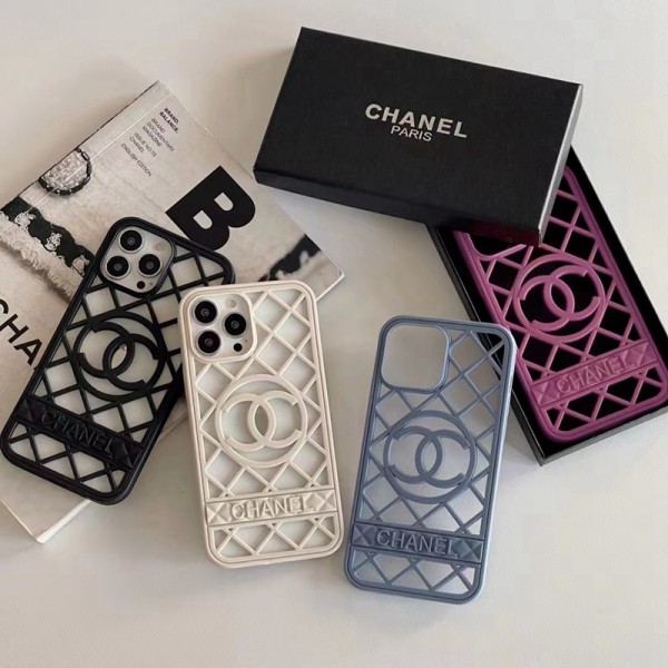 chanel Hollow-carved design CC iPhone 14 13 12  Pro Max case for lady Anti Slip Shockproof case Gift for Women Luxury Silicone Protective iphone xr xs Back Cover