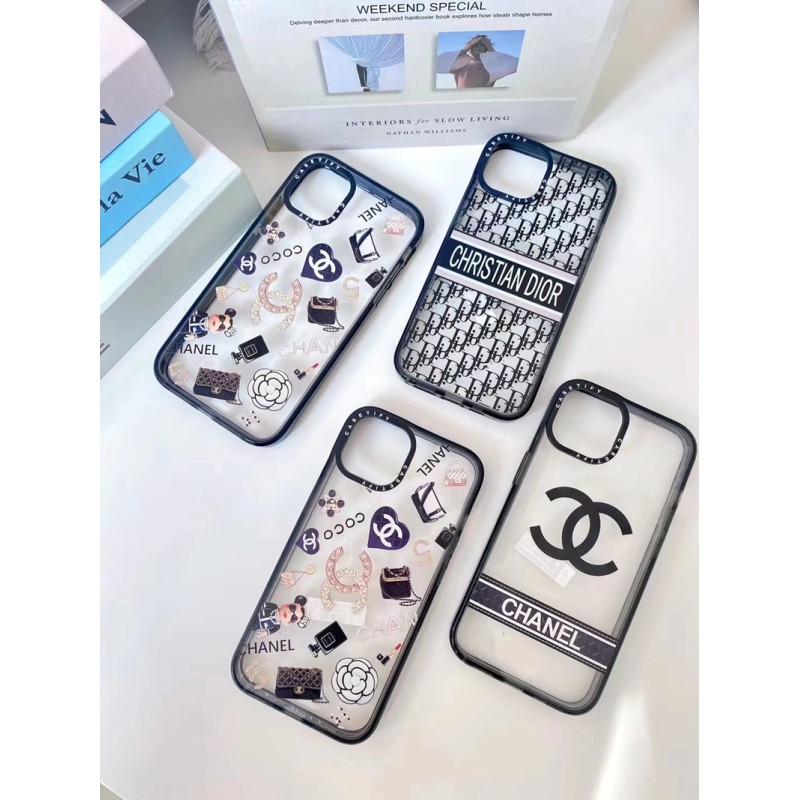Chanel Dior luxury monogram clear bear cute case For iphone 14 Pro Max 13 12 11 cover 