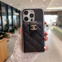 Chanel luxury leather card wallet bag monogram case for iphone 14 pro max plus 13 12 11 x xs xr 8 plus 7+ cover