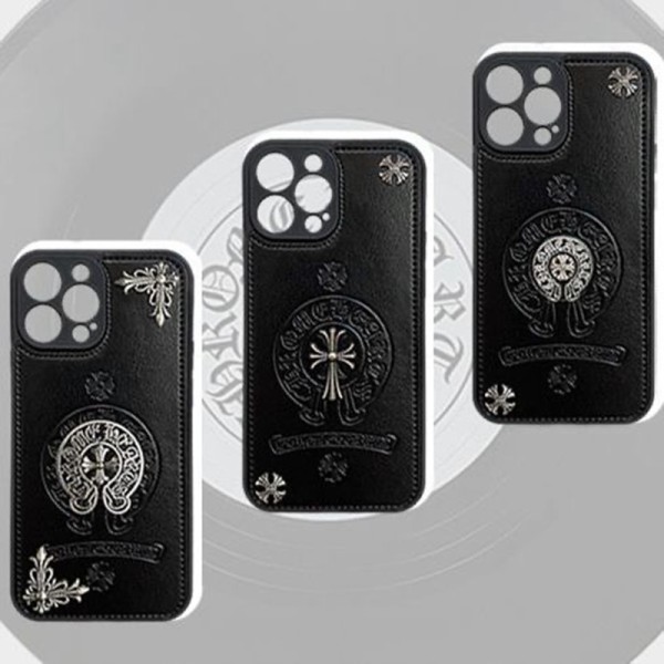 Chrome Hearts luxury cross monogram fashion learther black case For iphone 14 Pro Max 13 12 11 x xs xr 8 7 cover 
