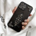 Chrome Hearts luxury cross monogram fashion learther black case For iphone 14 Pro Max 13 12 11 x xs xr 8 7 cover 