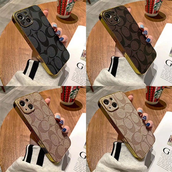 Coach iphone 14 pro 14 pro max 14 plus 13 12 pro max case monogram brand shine plating cool modern style cover for women ladies men