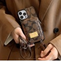 Coach luxury strap card bag leather monogram brand case For iphone 14 Pro Max Plus 13 12 11 X Xr Xs 8 7 6 cover 