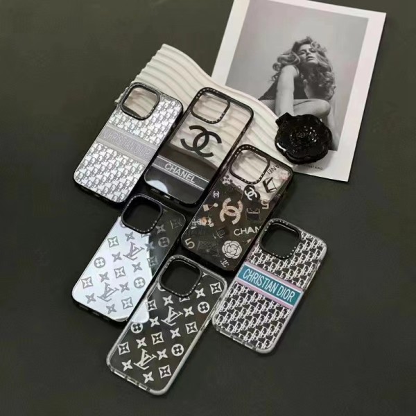 Chanel LV Dior luxury clear monogram cute shine case For iphone 14 Pro Max 13 12 11 cover 