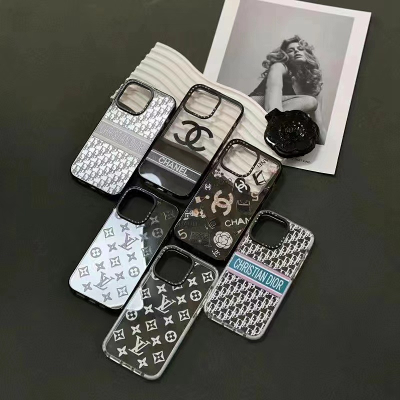 Chanel LV Dior luxury clear monogram cute shine case For iphone 14 Pro Max 13 12 11 cover 