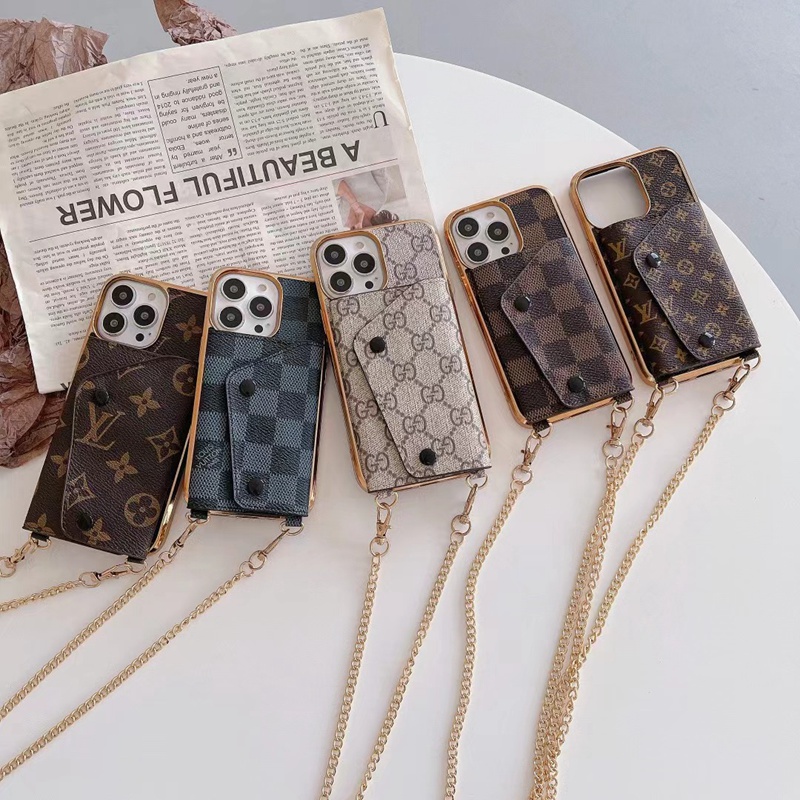 LV Gucci iphone 14 pro max 13 12 11 Case strap bag monogram card leather luxury designer cover shell for Man Women Girls