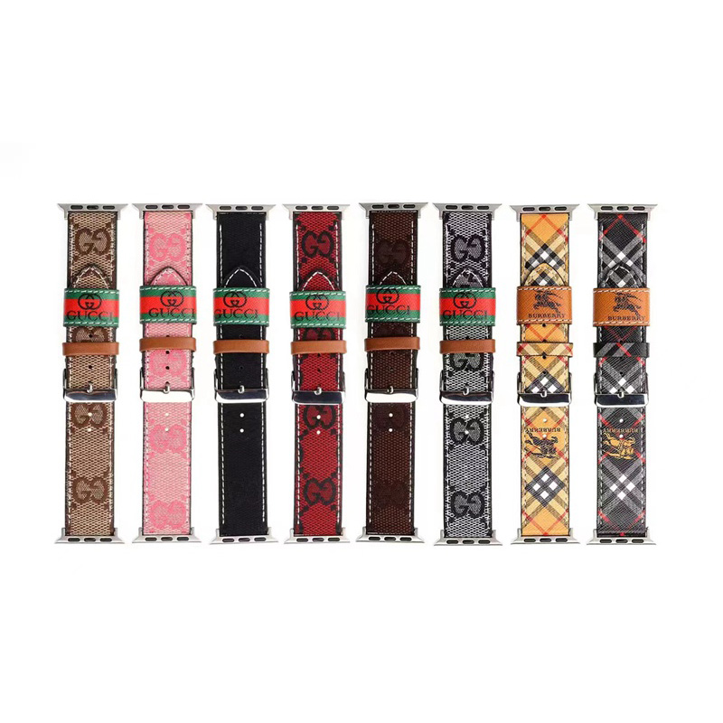 Burberry Gucci luxury Apple Watch Band knight Pattern Wrist Strap leather Iwatch Strap For Apple Watch Series 8 se2 ultra 7 se 6 5 4 3 2 1 38/40/41/42/44/45/49mm men women