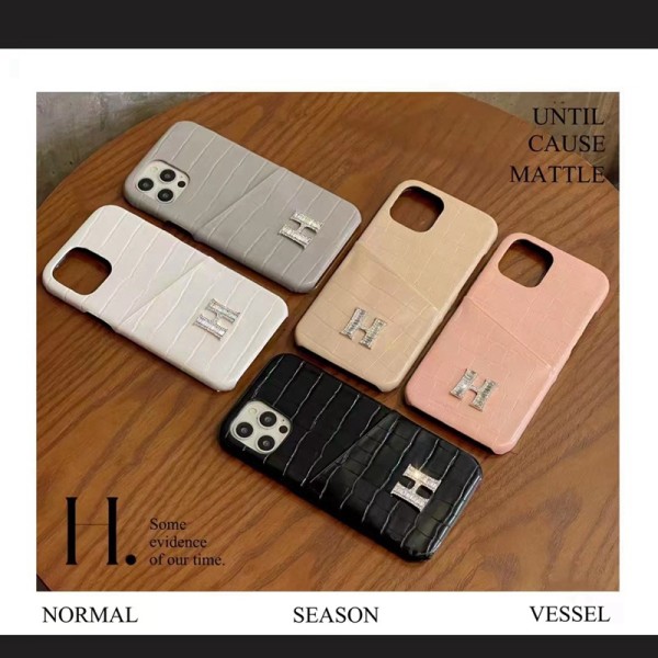 Hermes iPhone 14 pro max Case leather card monogram Crocodile print bag luxury 13 12 11 x xs xr 8 7 designer cover shell for Man Women Girls