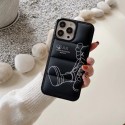 Kaws luxury cross monogram fashion down jacket learther black case For iphone 14 Pro Max 13 12 11 x xs xr 8 7 cover 
