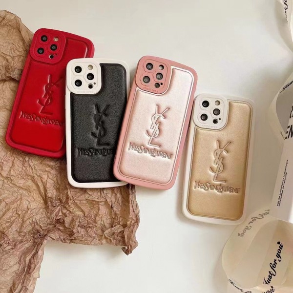 Yves Saint Laurent leather luxury monogram YSL pattern cute fashion brand case elegant cover For iphone 14 Pro Max 14 plus se3 13 12 11 SE2 7 8 plus X Xr Xs