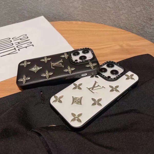 Louis Vuitton monogram luxury leather flower case black white soft cover For iphone se3 iphone 14 13 Pro Max Mini Iphone 12 11 