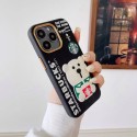 Louis Vuitton Starbucks luxury iphone 14 pro 14 pro max 14 plus 13 12 11 pro max bear case monogram modern style fashion cover for women ladies men