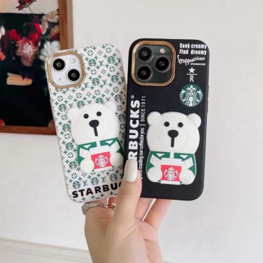 Louis Vuitton Starbucks luxury iphone 14 pro 14 pro max 14 plus 13 12 11 pro max bear case monogram modern style fashion cover for women ladies men