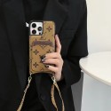 Louis Vuitton Gucci luxury leather strap monogram card elegant cover For iphone 14 Pro Max 13 12 11 cover
