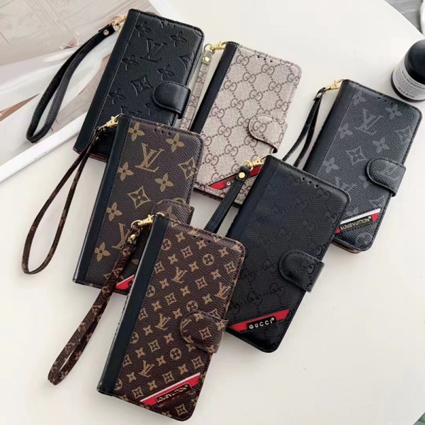 LV Gucci luxury leather strap card notebook monogram elegant iphone 14 Pro Max Plus 13 12 11 case cover