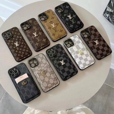 LV Gucci luxury card monogram print leather iPhone 14 pro max 13 12 11 Case pocket bag designer cover shell for Man Women Girls
