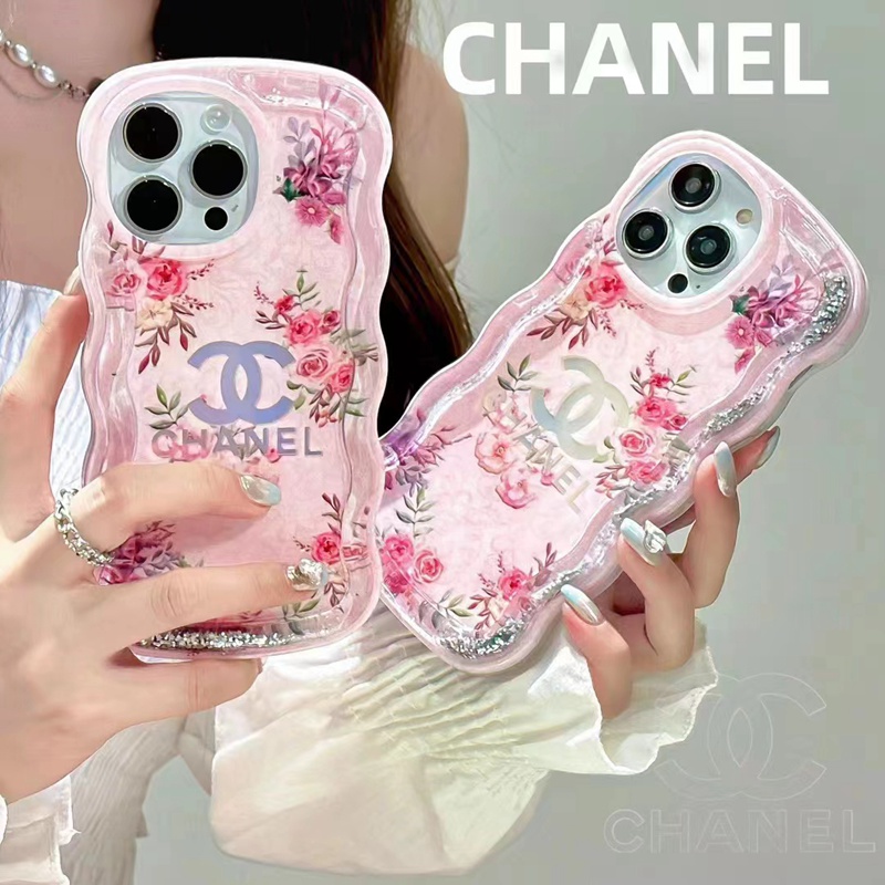 Chanel Louis Vuitton luxury clear flow shine monogram flower bowknot color cute case For iphone 14 Pro Max 13 12 11 cover 
