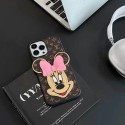 LV luxury iPhone 14 Pro Max 13 12 11 case leather Disney mickey minnie mouse card monogram cover designer shell for Women Girls