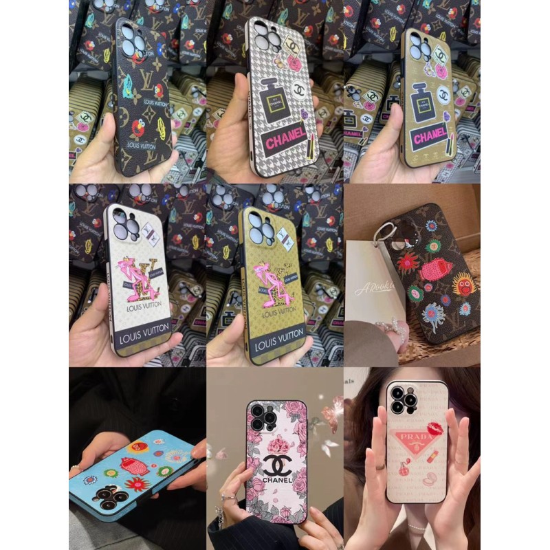Chanel LV Prada luxury iPhone 14 pro max 13 12 11 Case The Pink Panther Sesame Street Flower perfume print monogram brand designer cover shell for Man Women Girls