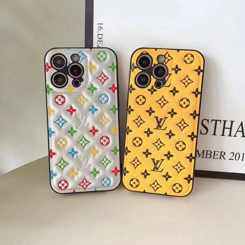 LV luxury monogram Louis Vuitton soft leather cute classic case For iphone 14 Pro Max 13 12 11 cover
