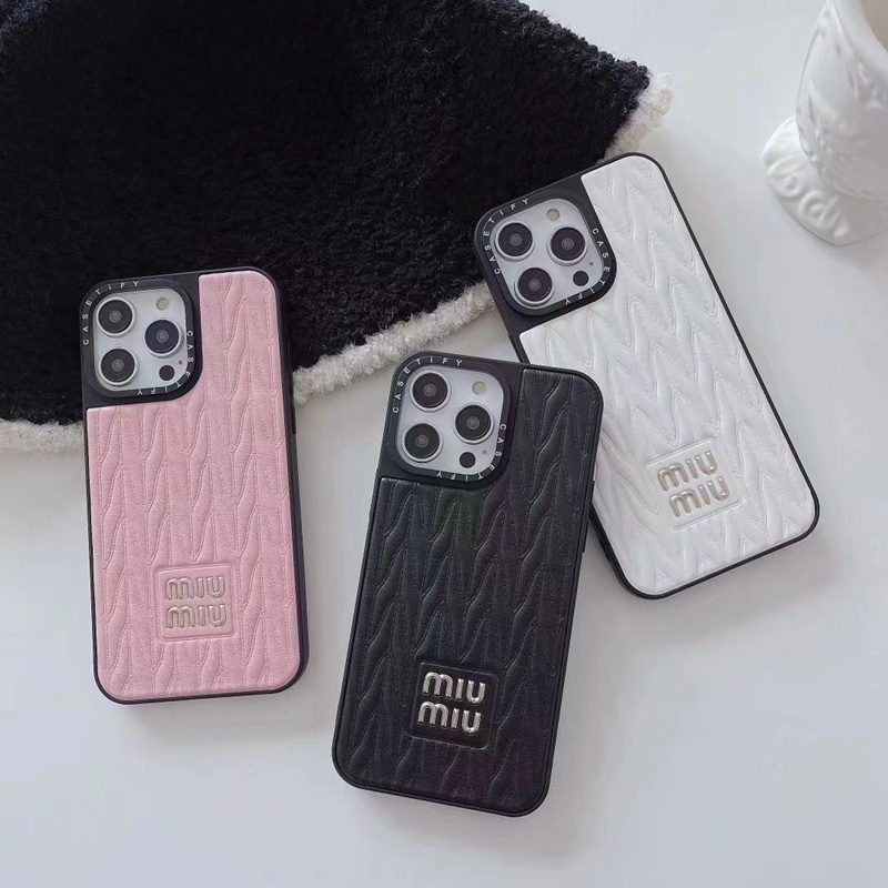 Miu Miu monogram pattern luxury shine cute fashion brand case elegant unique cover For iphone 14 Pro Max 13 12 cover