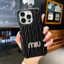 Miu Miu luxury monogram leather shine colorful cute soft case for iphone 14 Pro Max 13 12 cover 