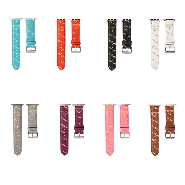 Prada Leather Apple Watch Band for Series 1/2/3/4/5/6/7/8/UltraCustom Leather Watch BandStrap Replacement Sport Wristbands for iWatchLuxury Designer Classic Monogram Apple Watch Band