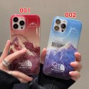 The North Face luxury leather monogram snow mountain soft elegant back case For iphone 14 Pro Max 13 12 11 cover