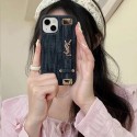 YSL iPhone 14 Pro Max case monogram stand Yves Saint Laurent luxury handbend leather designer iphone 13 12 cover shell for Man Women Girls