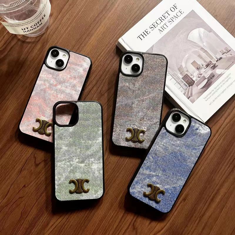 Celine monogram denim jeans cloth pattern cute fashion brand case elegant unique cover For iphone 14 Pro Max 13 12 cover
