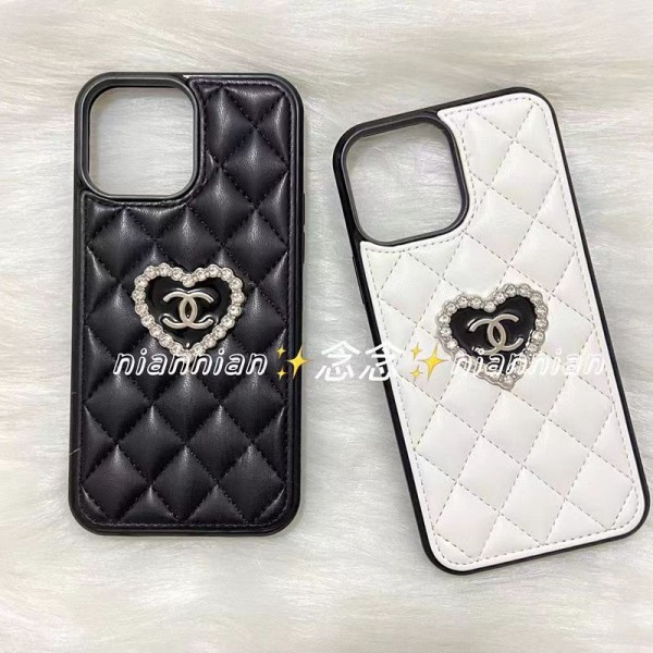 Chanel iPhone 14 pro max Case  leather shine monogram heart print luxury 13 12 11 x xs xr 8 7 designer cover shell for Man Women Girls
