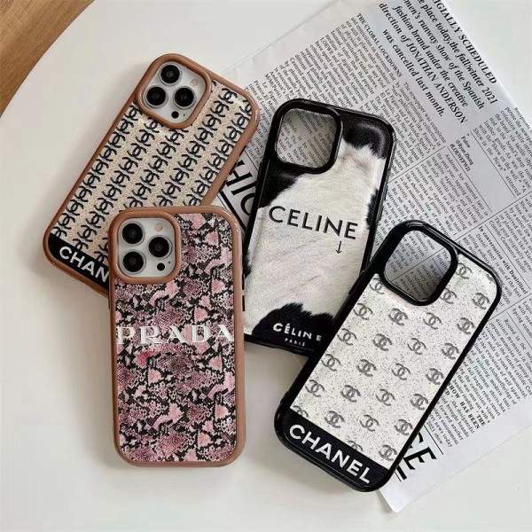 Chanel Celine Prada luxury monogram flower pattern cute fashion brand case elegant unique cover For iphone 14 Pro Max 13 12 11 cover