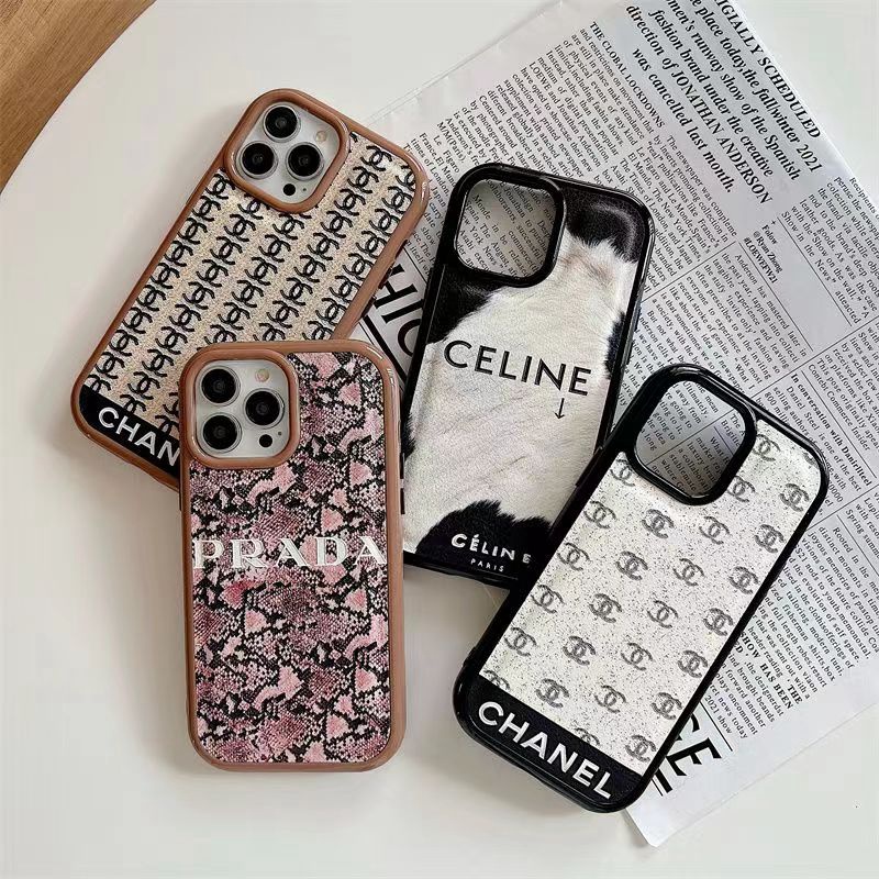 Chanel Celine Prada luxury monogram flower pattern cute fashion brand case elegant unique cover For iphone 14 Pro Max 13 12 11 cover
