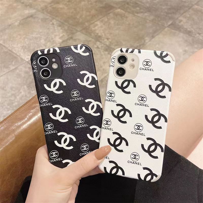 Chanel luxury monogram protection cute black white case For iphone 14 Pro Max 13 12 11 cover 