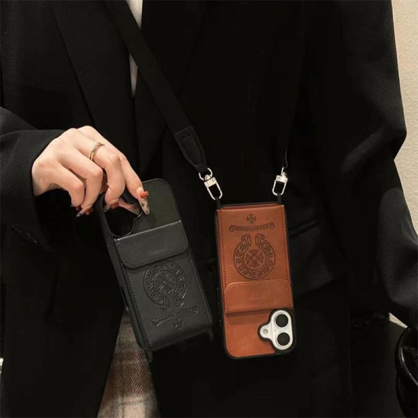 Chrome Hearts iPhone13/14/15 16 Pro Max Wallet Flip Case  Shockproof Protective Designer iPhone 15 16 Case  original luxury fake case iphone16 pro max 14 15/15 16 plus pro max shell iphone 14 15 16 Custodia Hulle Funda 