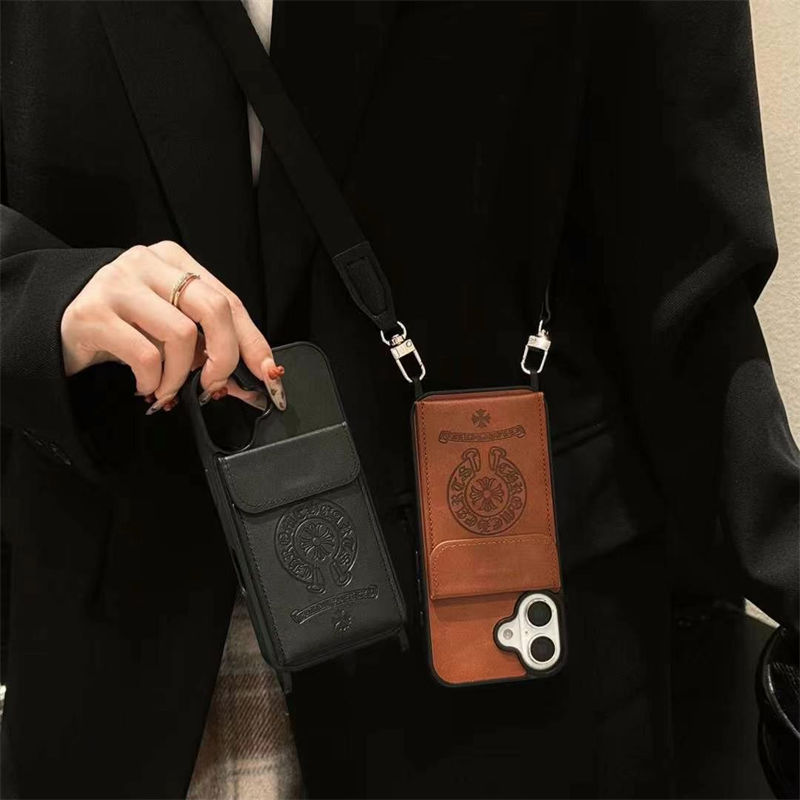 Chrome Hearts iPhone13/14/15 16 Pro Max Wallet Flip Case  Shockproof Protective Designer iPhone 15 16 Case  original luxury fake case iphone16 pro max 14 15/15 16 plus pro max shell iphone 14 15 16 Custodia Hulle Funda 