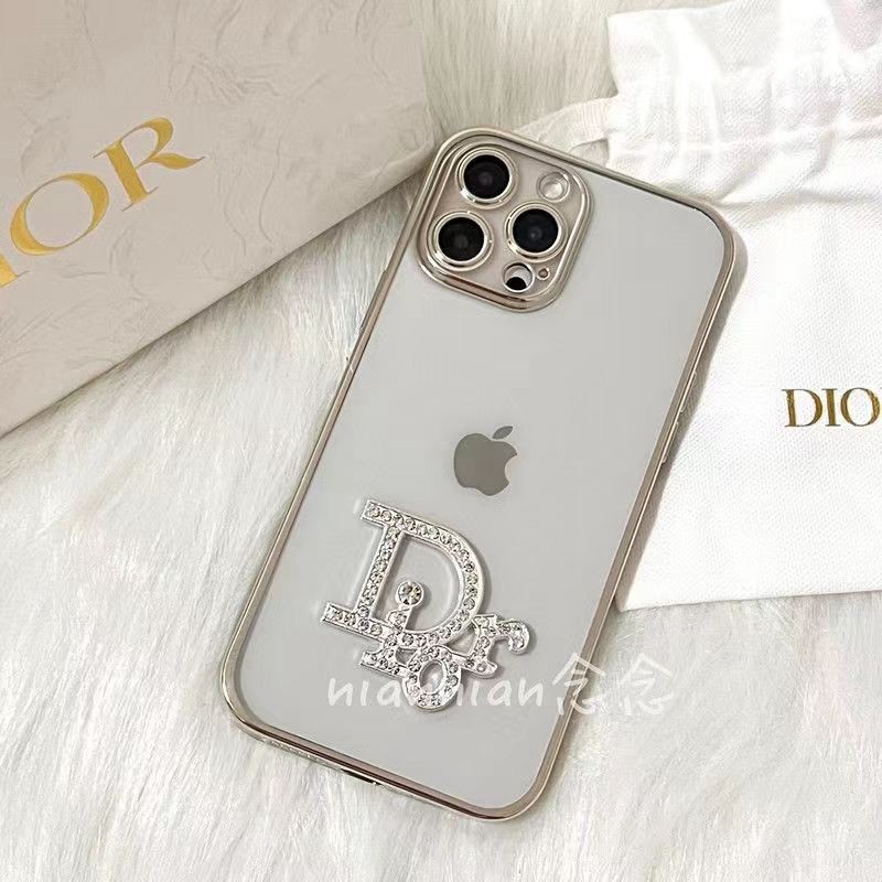 Dior luxury clear silicon shine monogram iphone 14 pro max plus case 13 12 11 mini x xs xr 8 7 cover