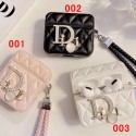 Dior Luxury Apple AirPods Pro2/3/Pro/2/1 Case strap monogram Leather bag Protective Cover With Finger Hanger