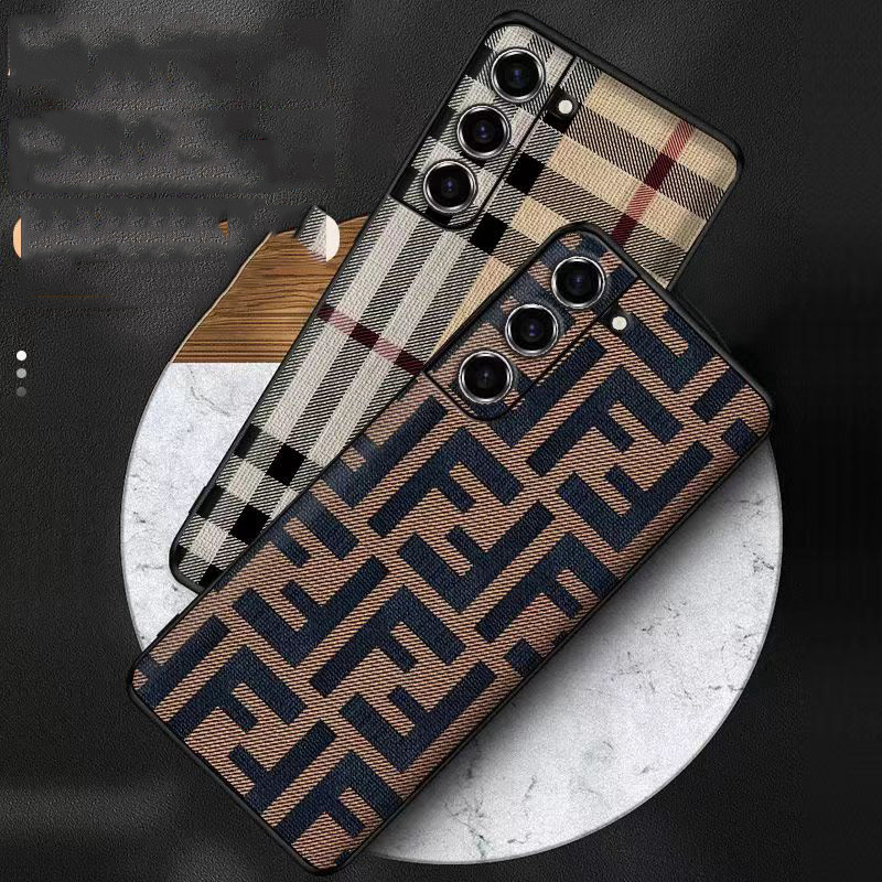 Burberry Fendi luxury monogram fashion print case For galaxy s23+ plus ultra s22 cover