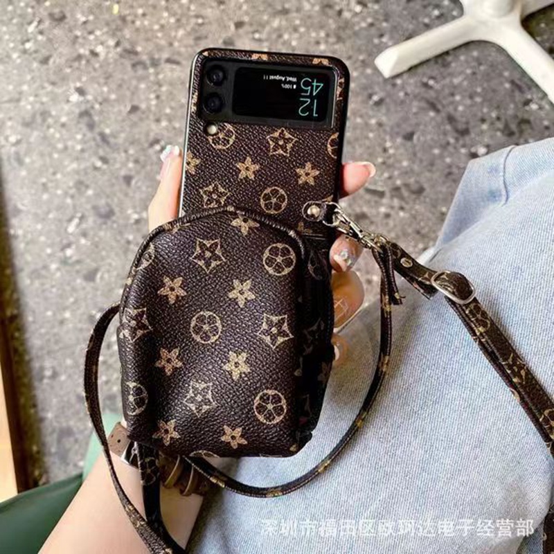 Gucci LV luxury galaxy z flip 4 5g 3 Case leather strap bag monogram shookproof protection stylish case for Samsung Z cover