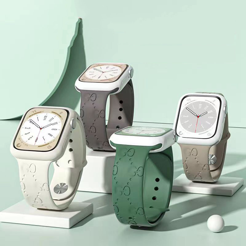 Gucci luxury apple watch 8/se2/ultra/7/6/se/5/4/3/2/1 silicon band men women adjustable fashion 38/40/42/44/41/45/49mm strap