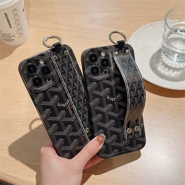 Goyard luxury handband stand ring monogram elegant hang case For iphone 14 Pro Max iphone 13 12 11 cover