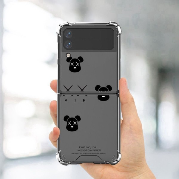 KAWS clear bear print Galaxy Z Fold 4 3 2 Case shookproof high protection brand Samsung Z flip 4 3 2 5G Stylish Case for Samsung Galaxdy Z Fold 4 flip 4 5G 2022