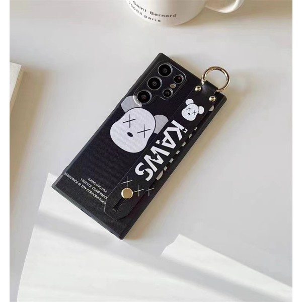 Kaws luxury bear print handband stand ring monogram elegant hang case For Galaxy S23+Plus Ultra S22 S21 cover