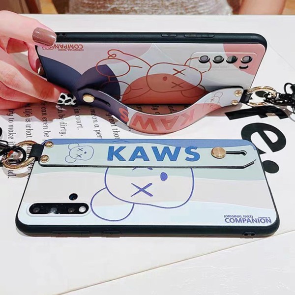 Kaws luxury bear strap handband stand ring monogram elegant hang case For Galaxy S23+Plus Ultra A54 5G S22 S21 cover