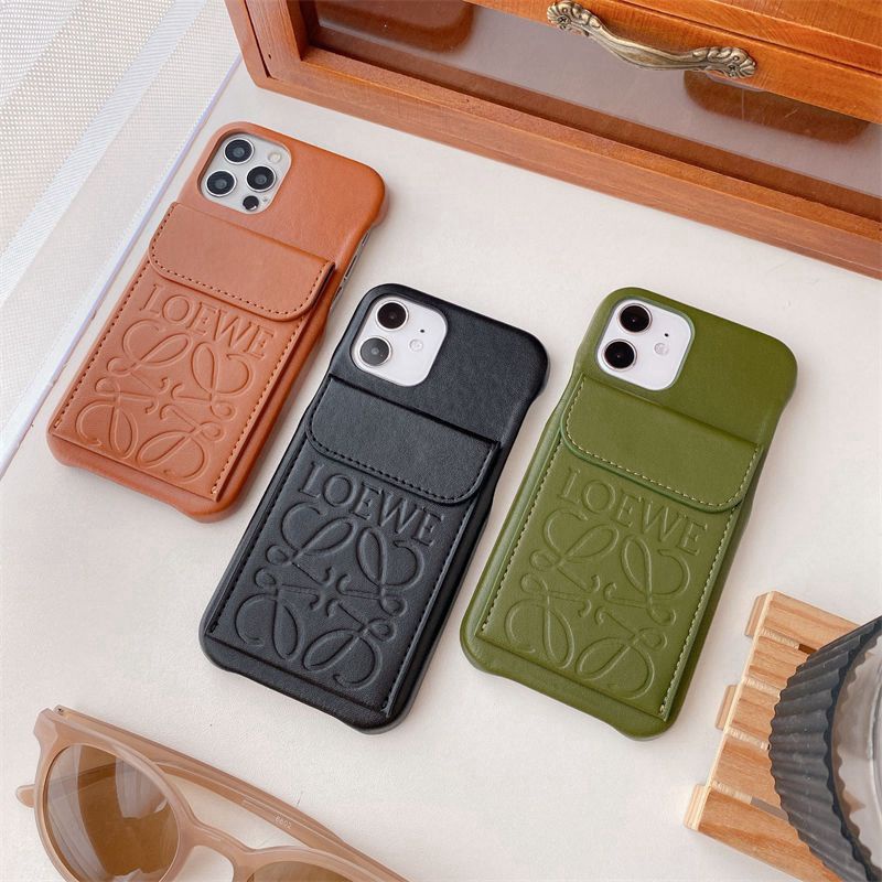 Loewe monogram leather card bag luxury iphone 14 pro 14 pro max 14 plus 13 12 11 case women ladies men cover